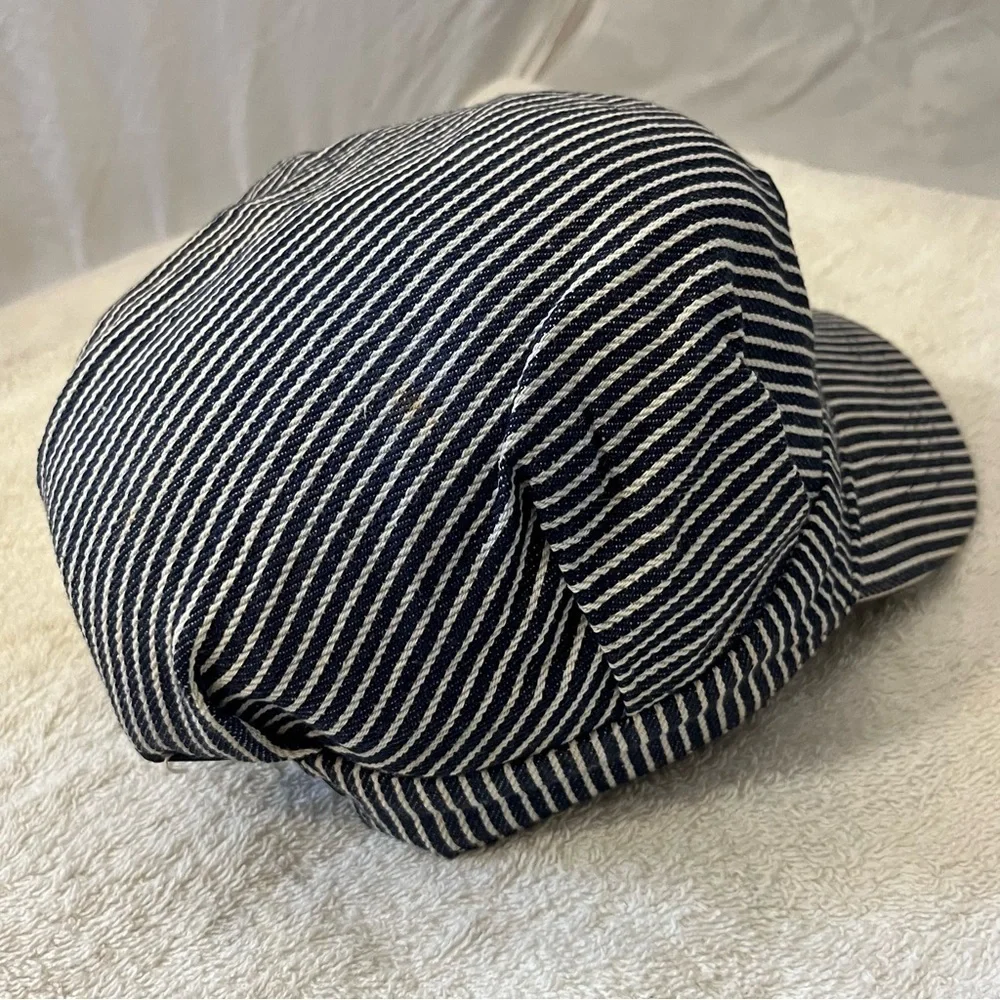 Striped Conductor Hat with Royal Gorge Route Railroad Cap Embroidered Patch